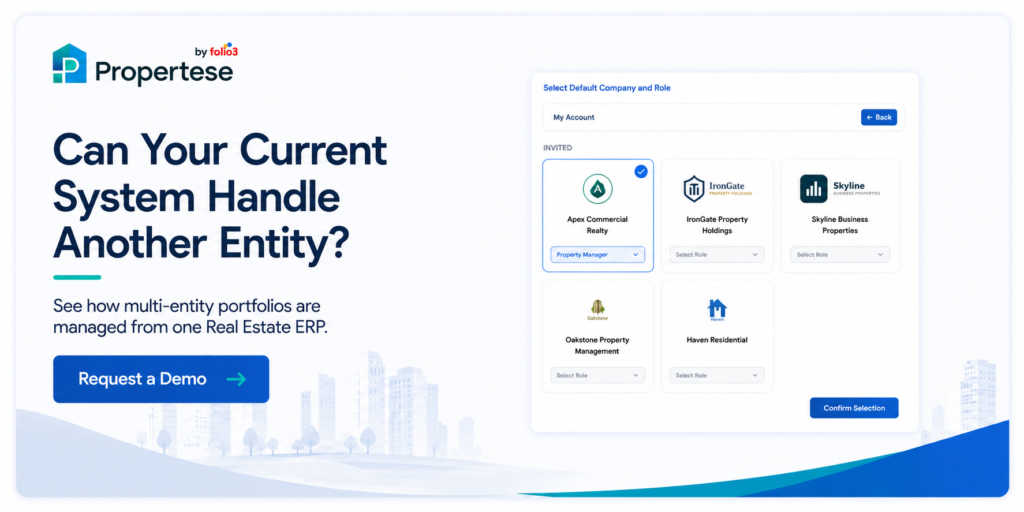 handle multiple entities with propertese real estate erp